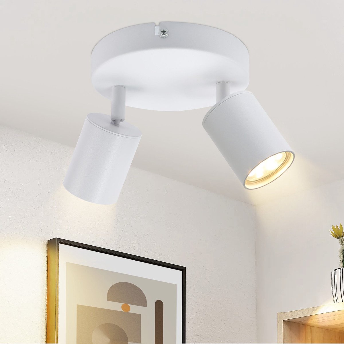 NETTLIFE Opbouwspot - 2-Lichts - GU10 Fitting - rond - wit - Metaal - draaibar Plafondspot