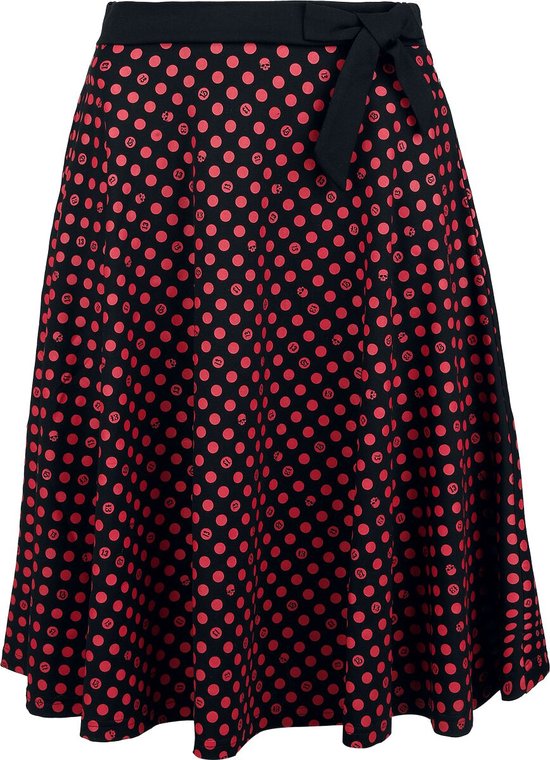 Jupe midi noire à pois rouges et nœud Rock Rebel by EMP - Femme - M