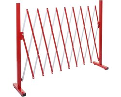 Uitschuifbare hondenhek, harmonica hekje, schaarhek, aluminium rood-wit ~ hoogte 103cm, breedte 32-265cm