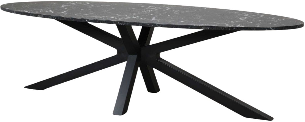 Lizzely Garden & Living Eettafel ovaal 260cm Jovi marmer zwart ovale tafel MDF eetkamertafel