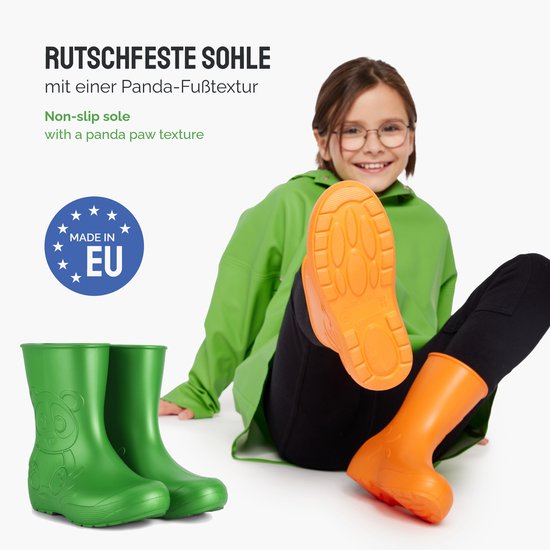 Ladeheid LA-CA-Panda Kinder Regenlaarzen - Rubber - Licht - EVA - Smaragdgroen - 28/29
