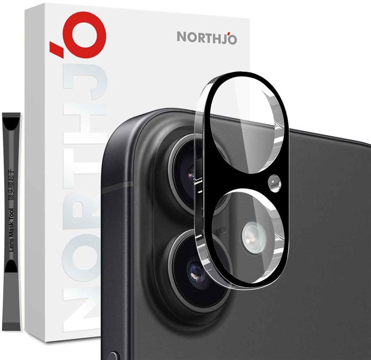 NORTHJO Camera Lens Protector - Geschikt voor iPhone 17 Camera Lens Protector - NORTHJO 9H Tempered Glass - Zwart