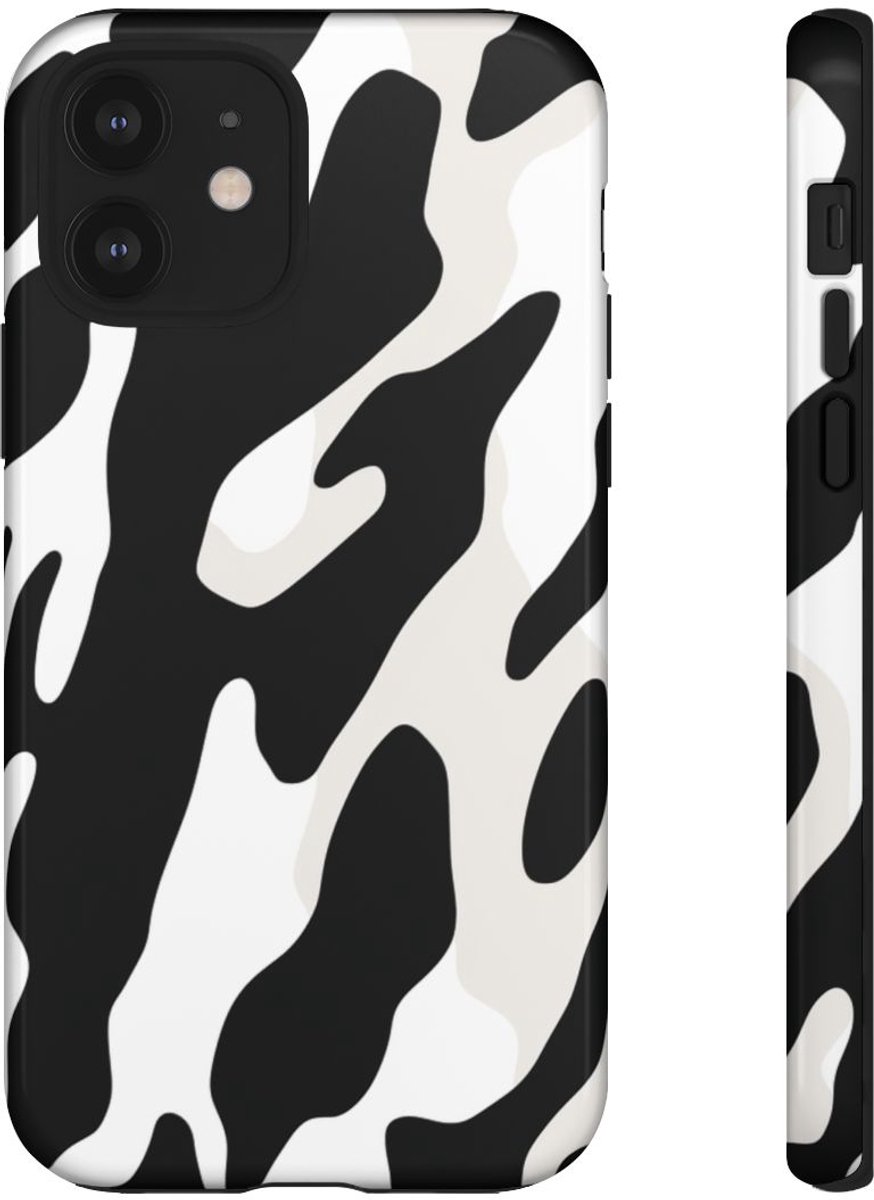 Zwart-Wit Koeienhuidpatroon – Telefoonhoesje Geschikt voor iPhone 12