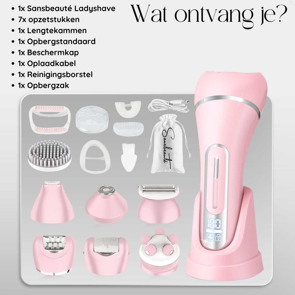Sansbeauté® 7 in 1 Ladyshave voor Vrouwen - Gezicht - Oksels - Benen - Epilator - Trimmer voor Vrouwen & Dames - Bikinitrimmer Dames - Scheerapparaat Vrouw thumbnail 2