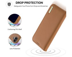 Dux Ducis Hoesje - Geschikt voor iPhone 17 Hoesje - Dux Ducis Hivo - Genuine Leather Book Case - Bruin