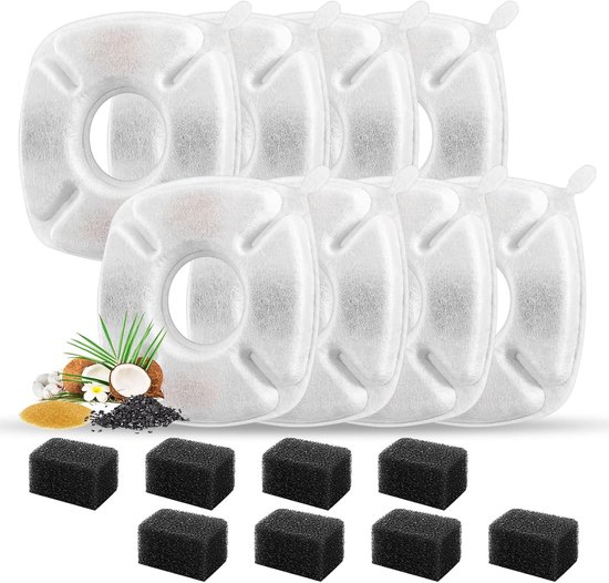 AIEX 10 Stuks Filter Spons Kat Fontein, Rond Vervanging van Spons voor Huisdierenfonteinen voor 2,2 L/2,5L Kattenfonteinen Voorfiltersponzen voor Drinkwater voor Huisdieren (Zwart