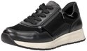 Zwarte Remonte sneaker met suède, leer en crocoprint accenten. Ritssluiting aan de zijkant en veters.