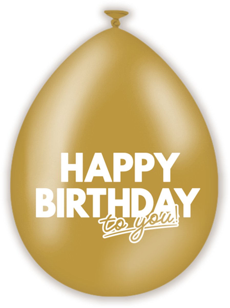 LUQ – Latex Ballonnen Celebration Happy Birthday – 6 Stuks – Zwart-Wit-Goud – Luxe Verjaardag Versiering – Helium Ready — afbeelding 3