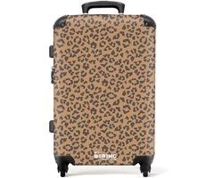 NoBoringSuitcases.com - Grote koffer - Dieren print panter bruin - Kinderkoffer geschikt voor jongen en meisjes - Ruimbagage valies 20kg