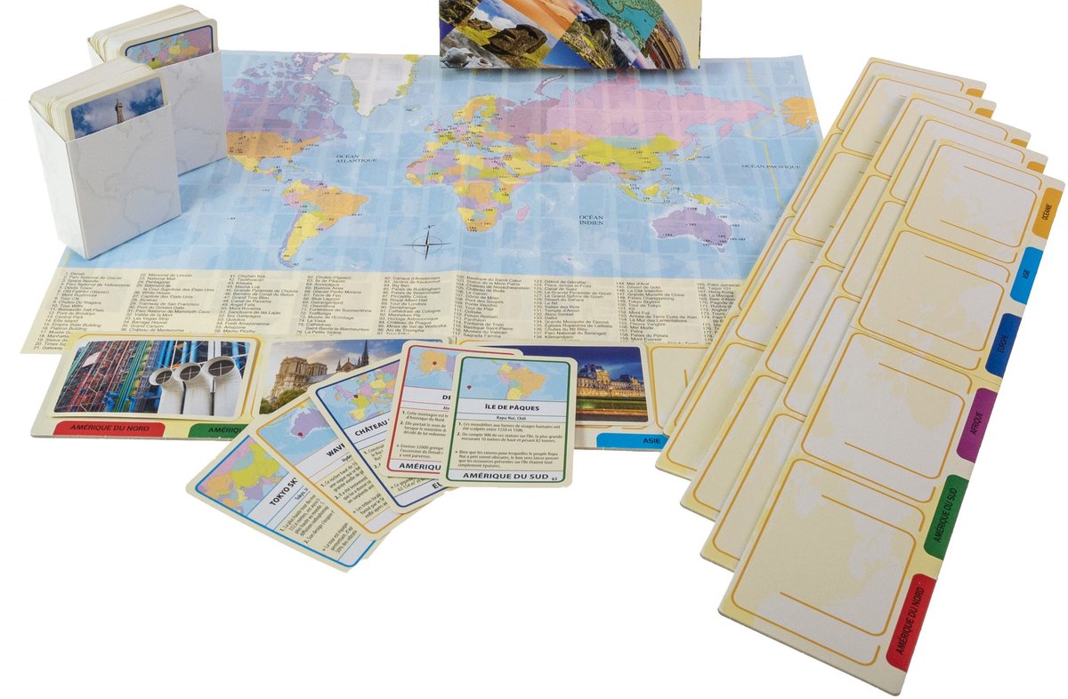 Tactic Wonderen van de Wereld – Educatief spel – Leer de wereldwonderen – 195 Kaarten – 6 Speelborden met werelddelen — afbeelding 8