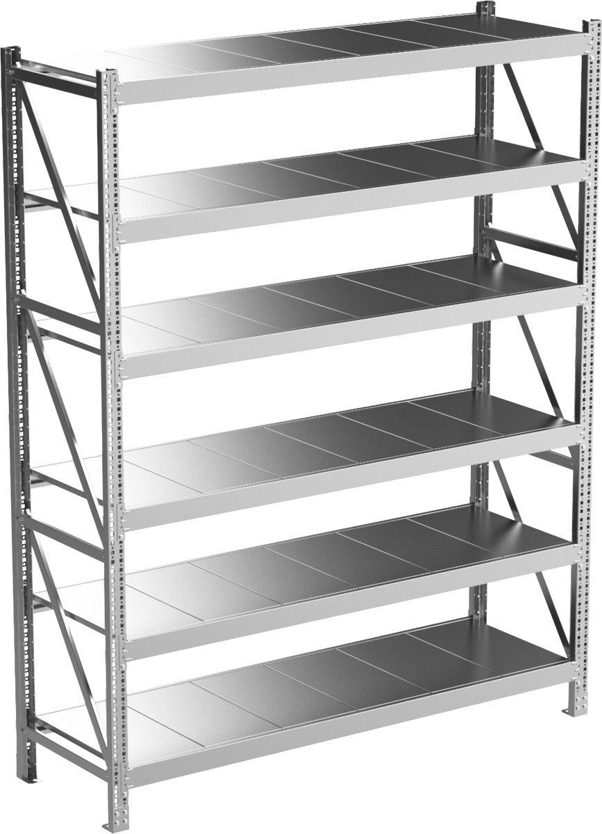 Povag Stellingkast - Magazijnstelling - 200x150x50 cm - Gegalvaniseerd staal - 150 kg per legniveau - 6 legniveaus