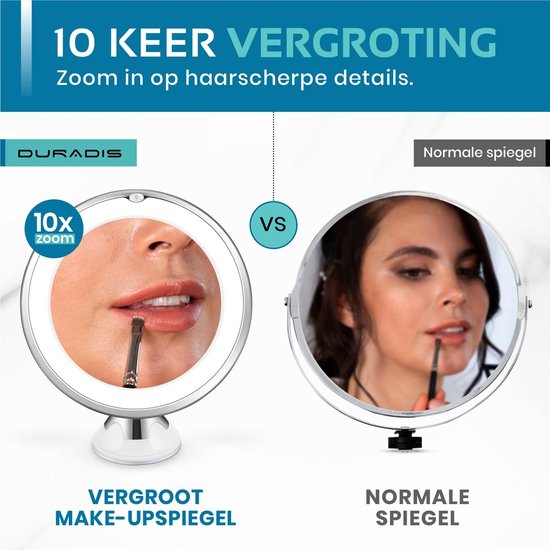 Smedbo Outline vergrotingsspiegel met LED licht chroom 7x vergrotend FK486EP - Meijer Tegels