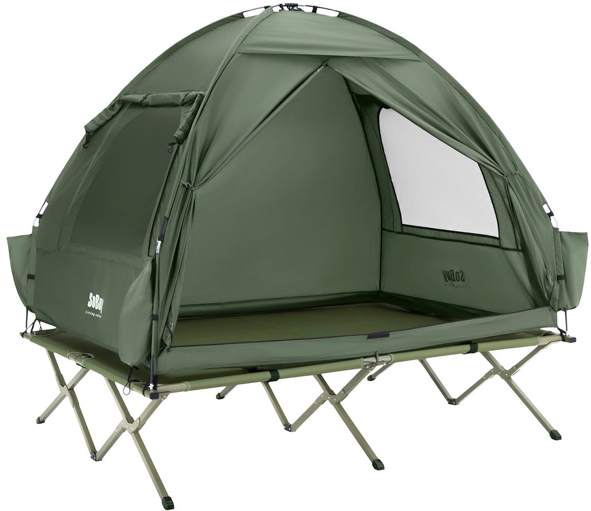 SoBuy OGS32-II-L-GR Camping Tent voor 2 personen - Donkergroen 193 x 145 x 185 cm
