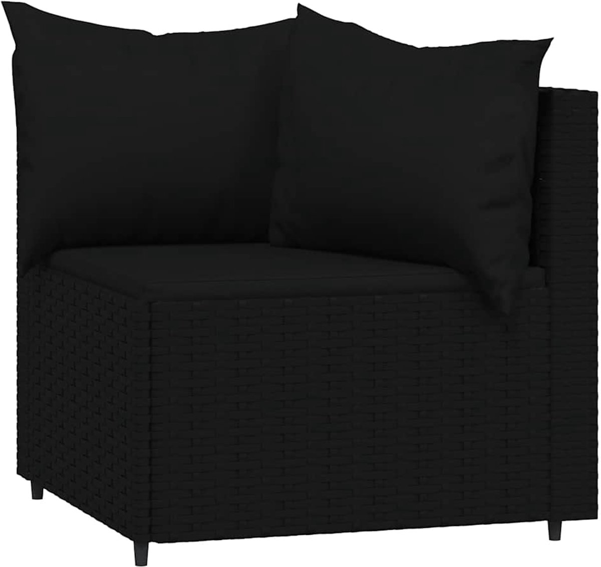 vidaXL - Tuinhoekbanken - met - kussens - 2 - st - poly - rattan - zwart thumbnail 5