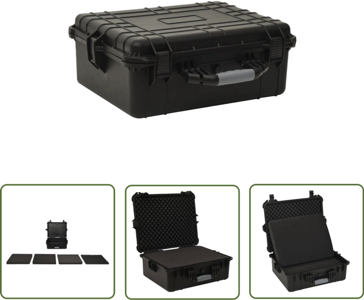 vidaXL - Flightcase - draagbaar - 55x43x21 - cm - PP - zwart