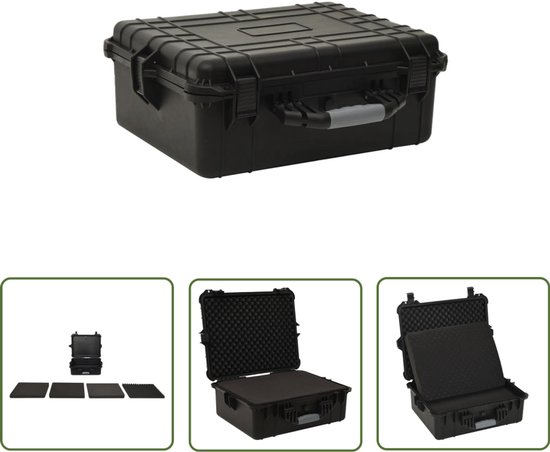 The Living Store Flightcase - s - Valises - 55x43x21cm - Zwart - Polypropylène/ABS