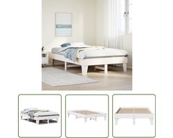 vidaXL Houten Bed - Bedframe - Bedframe zonder matras massief grenenhout wit 120x200 cm - Grenenhouten Bed - Bed - Tweepersoonsbed