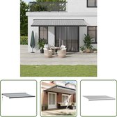 Store rétractable The Living Store 5x3 m toile et aluminium anthracite et blanc - Store de jardin - Toit de terrasse - Protection solaire - Store mural - Toit aluminium