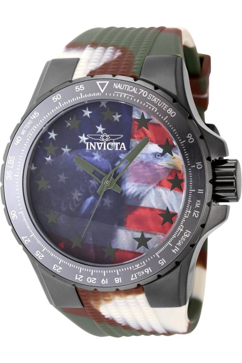 Invicta Aviator 48956 Heren Horloge - Waterdicht - Analoog - Quartz Uurwerk - Roestvrij Staal met rode Wijzerplaat - 50mm