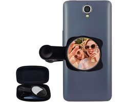 Vlog Selfie Monitor Screen Clip Mount - Portable Selfie Mirror voor Telefoon Achtercamera met Case - Brede Hoek Spiegel Telefoon Spiegel voor Alle Telefoons (Zwart)
