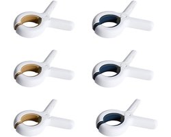 6 Stuks Strandlakenklemmen - Plastic Wasknijpers voor Zwaar Wasgoed - Geschikt voor Badlakens en Grote Textielstukken - 9,5 x 6,5 cm - Geel en Blauw