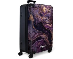 NoBoringSuitcases.com NoBoringSuitcases.com® - Koffer groot - Reiskoffer lichtgewicht - Marmer - Paars - Goud - Rolkoffer met 4 wielen - Grote trolley XL - 98 liter bagage
