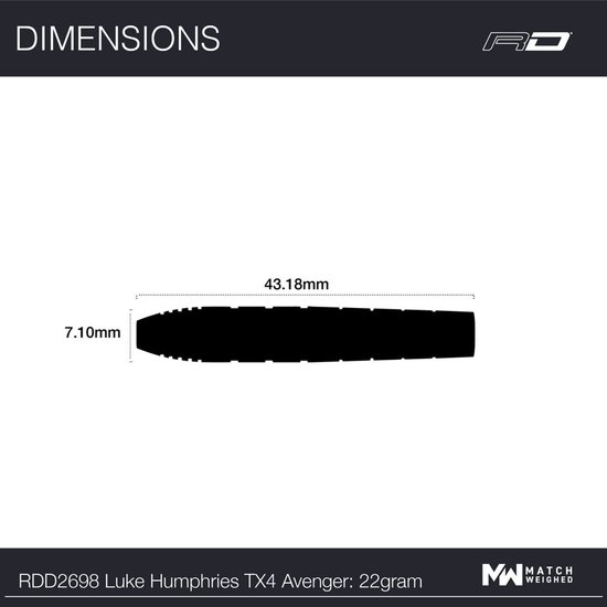Red Dragon Luke Humphries TX4 Avenger 90% - Dartpijlen van Red Dragon — afbeelding 2
