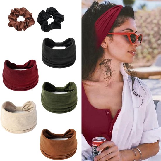 Allecto Plus - Hoofdband Set van 5 Stuks Voor Dames - Elastische Yoga Haarsjaals - Boho Stijl - Sport Gym Accessoires