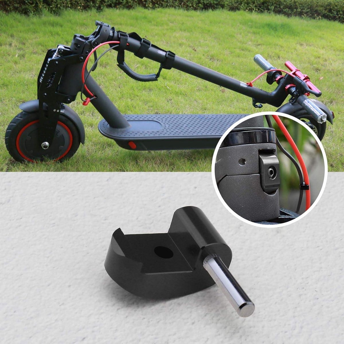 Elektrische Step - Opvouwbaar met Buckle Houder en Versterkt Slot - 6mm Gat Diameter met Stalen Pin - Compatibel met Xiaomi M365 M365 Pro - Zwart