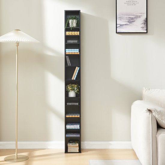 Meuble CD DVD Tynset à 12 compartiments, 175 x 20 x 20 cm, noir [en.casa]