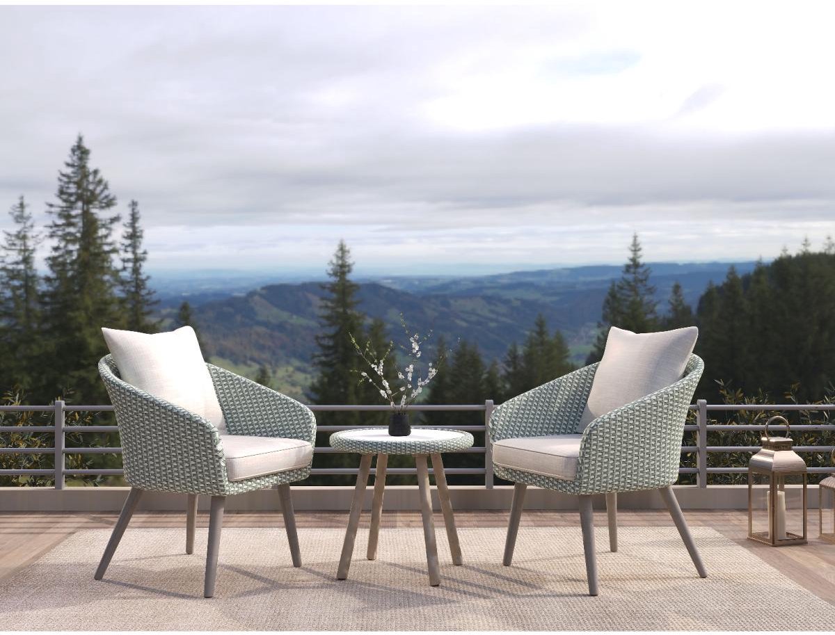 Nordic Home - Seth bistro set wicker - grijs/hout