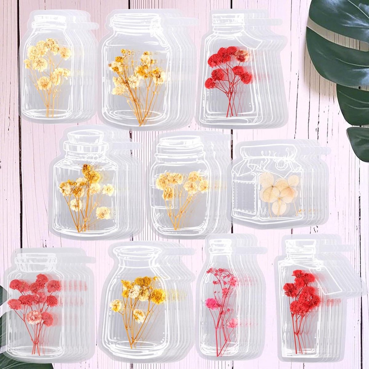 Allecto Plus - Transparante Bladwijzers met Gedroogde Bloemen - 60 Stuks - Botanisch Exemp