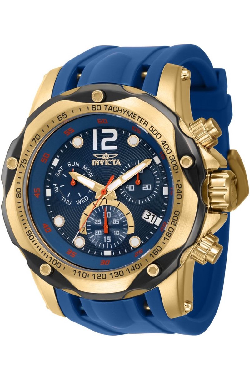 Invicta Speedway 40357 Heren Horloge - Waterdicht - Analoog - Quartz Uurwerk - Roestvrij Staal met blauwe Wijzerplaat - 51mm