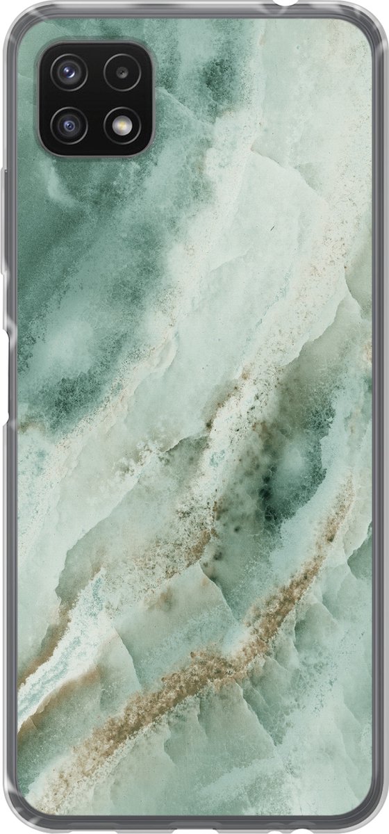 Telefoonhoesje Geschikt voor Samsung Galaxy A22 5G hoesje - Natuursteen - Groen - Chic - Siliconen Telefoonhoesje Telefoonhoesje