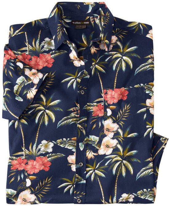 ATLAS FOR MEN - Hawaïshirt van Popeline - Heren - Verkrijgbaar in grote maten - XL