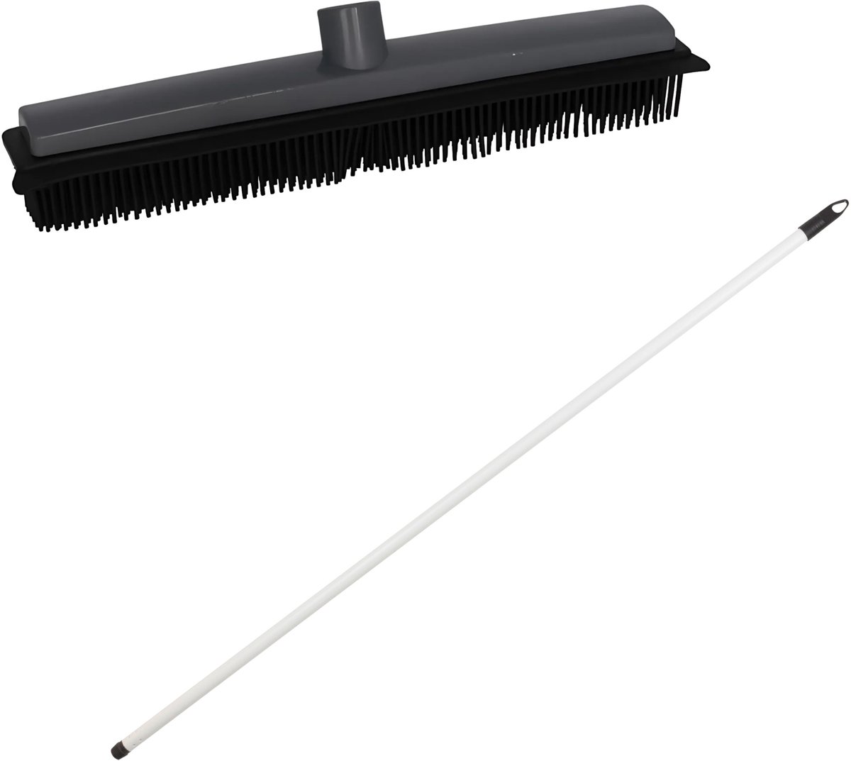 Rubberen bezem - L120 cm - rubber/metaal - wit - kappersbezem - binnen