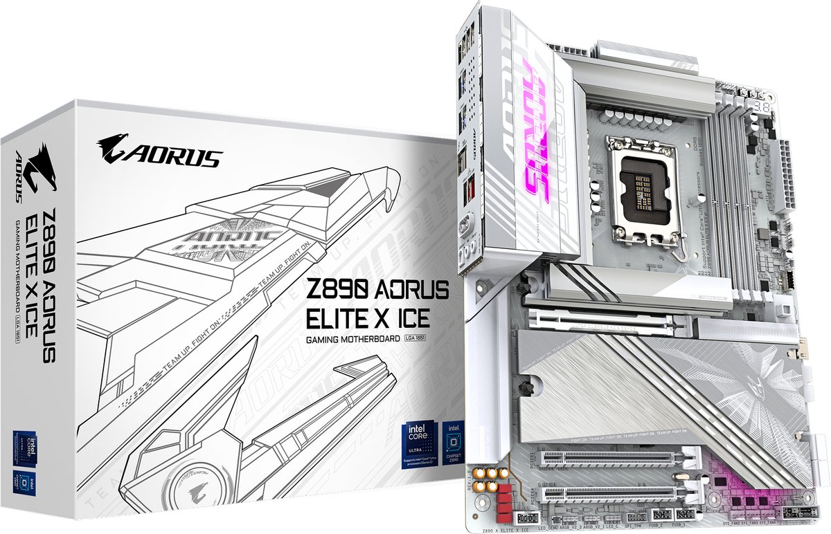 GIGABYTE Z890 AORUS ELITE X ICE moederbord RAID, 2.5Gb-LAN, WIFI, BT, Sound, ATX