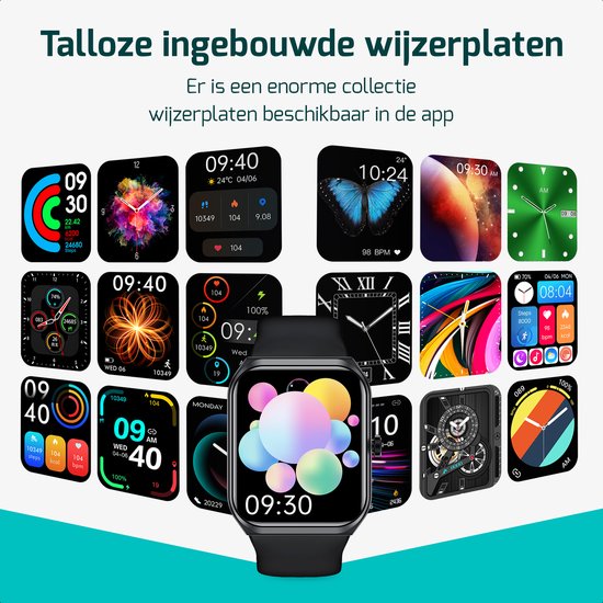 Collage van verschillende wijzerplaten, waaronder een vlinder, een abstract ontwerp en een groene wijzerplaat.