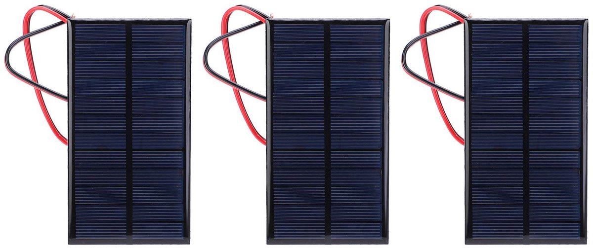 3-delige Mini Zonnepaneel DC 6V Polysilicon Charger Module met 30 cm Kabel