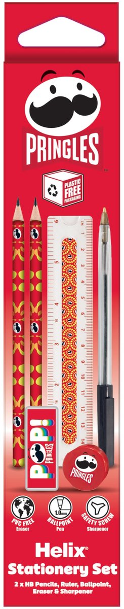 Helix Oxford 6-delige schrijfset - 2 potloden/liniaal/slijper/gum/balpen, 899812