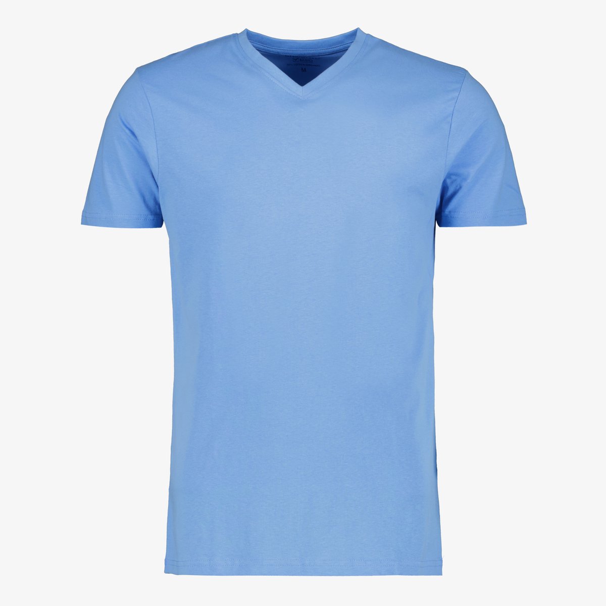 Unsigned heren T-shirt katoen met V-hals blauw - Maat S