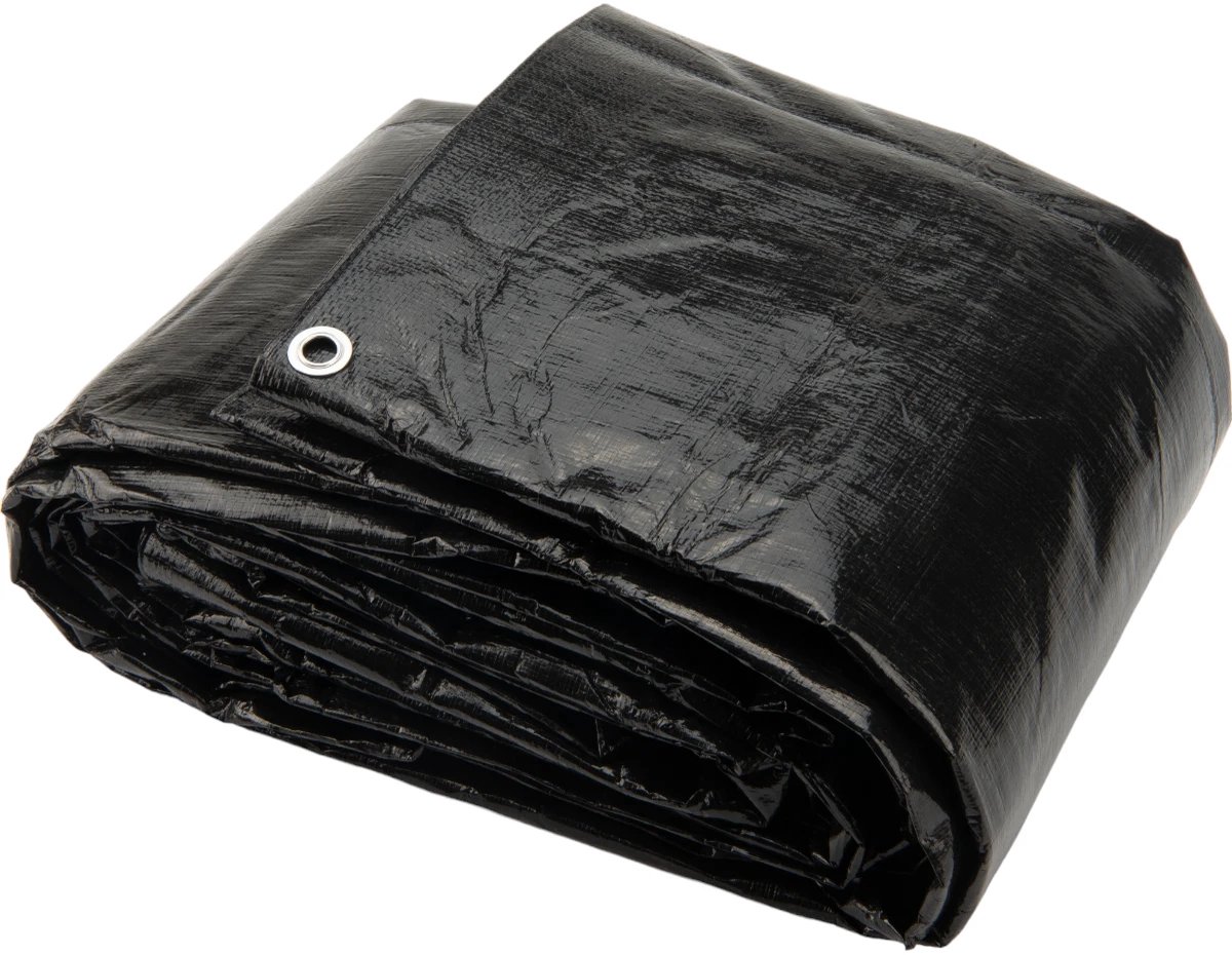 Afdekzeil 4x8 zwart 170gr PE - Bouwzeil met zeilringen iedere 50cm