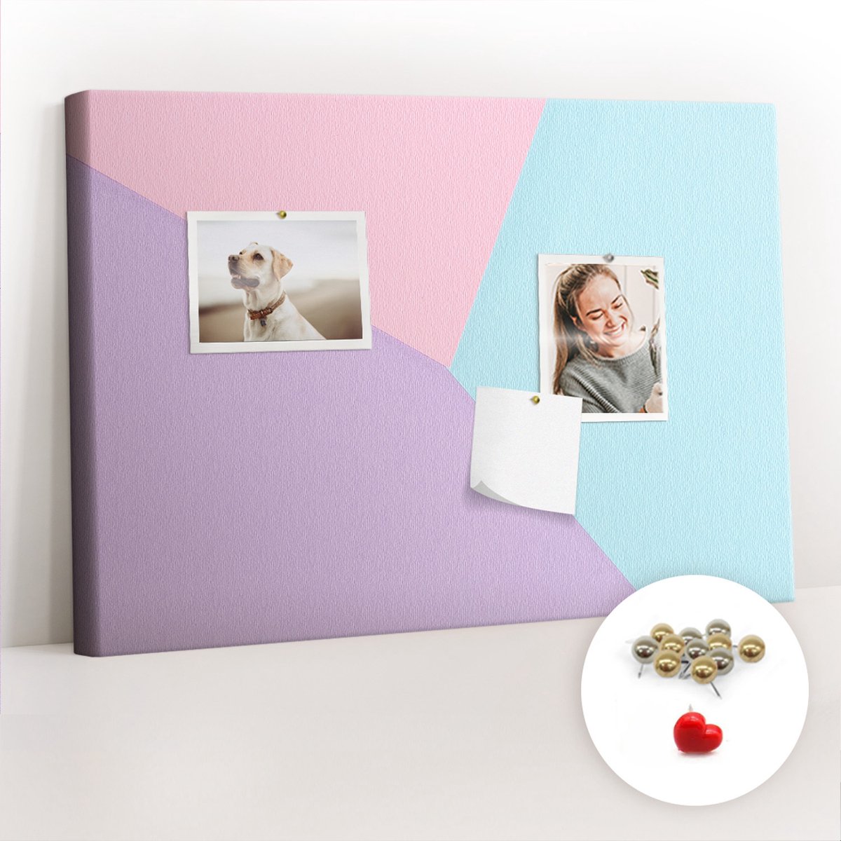 Tulup Prikbord - Pastelpatroon Kurk Bedrukken - 60 cm x 40 cm - Veelkleurig Prikbord - Metalen Pinnen - Prikbord Van Kurk - Prikbord Kinderkamer - Kurk Prikbord - Decoratief Kurkbord - Kurk Prikbord Canvas