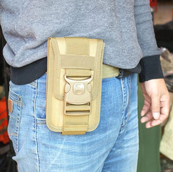 Zhongren Support De Téléphone Tactique Molle - Support De Poitrine Pour Téléphone Portable - Pour Airsoft - Pliable - Pour écran De 4,7 à 6,7" ( Brown