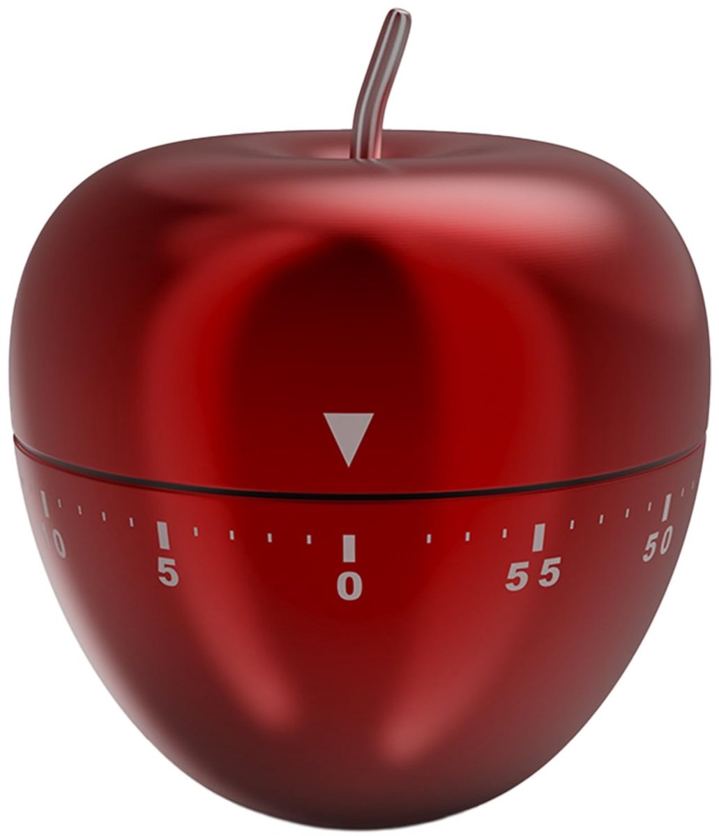 Ibenzoa® Mechanische Appelvormige Keukentimer - Rood Roestvrijstalen 60 Minuten Timer voor Koken en Sport