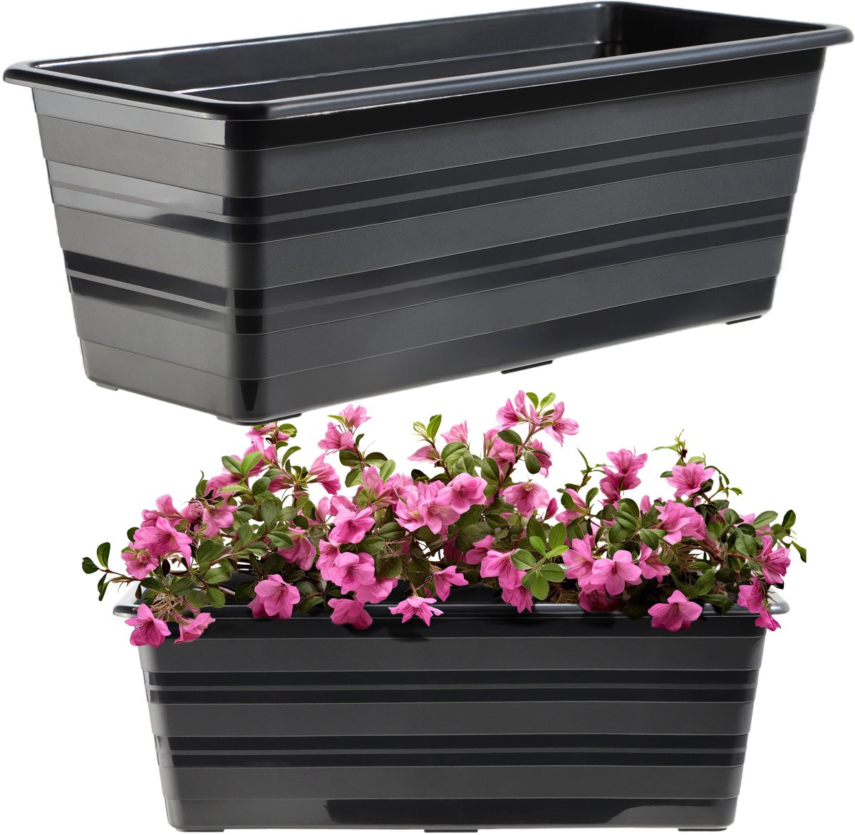 KADAX Set 4 x 40 cm bloembak, balkonpot van kunststof, weerbestendige plantenbak, bloempot, balustrade voor bloemen
