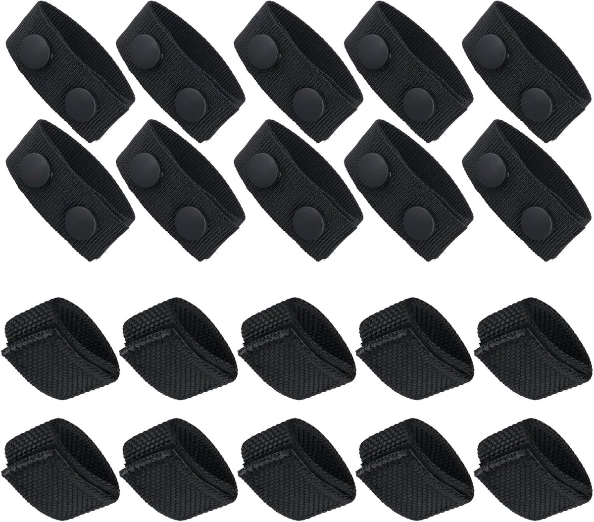 20pcs Belt Holders voor Service Strap - Nylon Belt Loop Holder - Politie Belt Holders met Dubbele Snap Knoppen of Magic Glue voor 3.81/6.3cm Brede Riemen - Politie Wetshandhaving Beveiliging