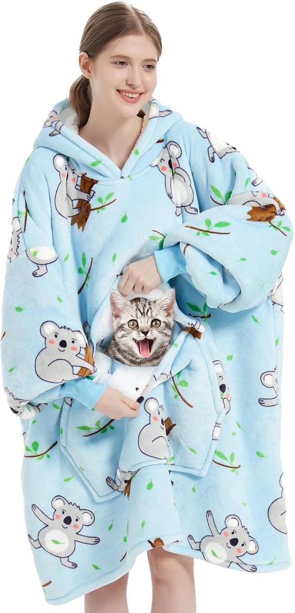 Warme Oversized Hoodie Deken met Sherpa Voering voor Volwassenen en Tieners