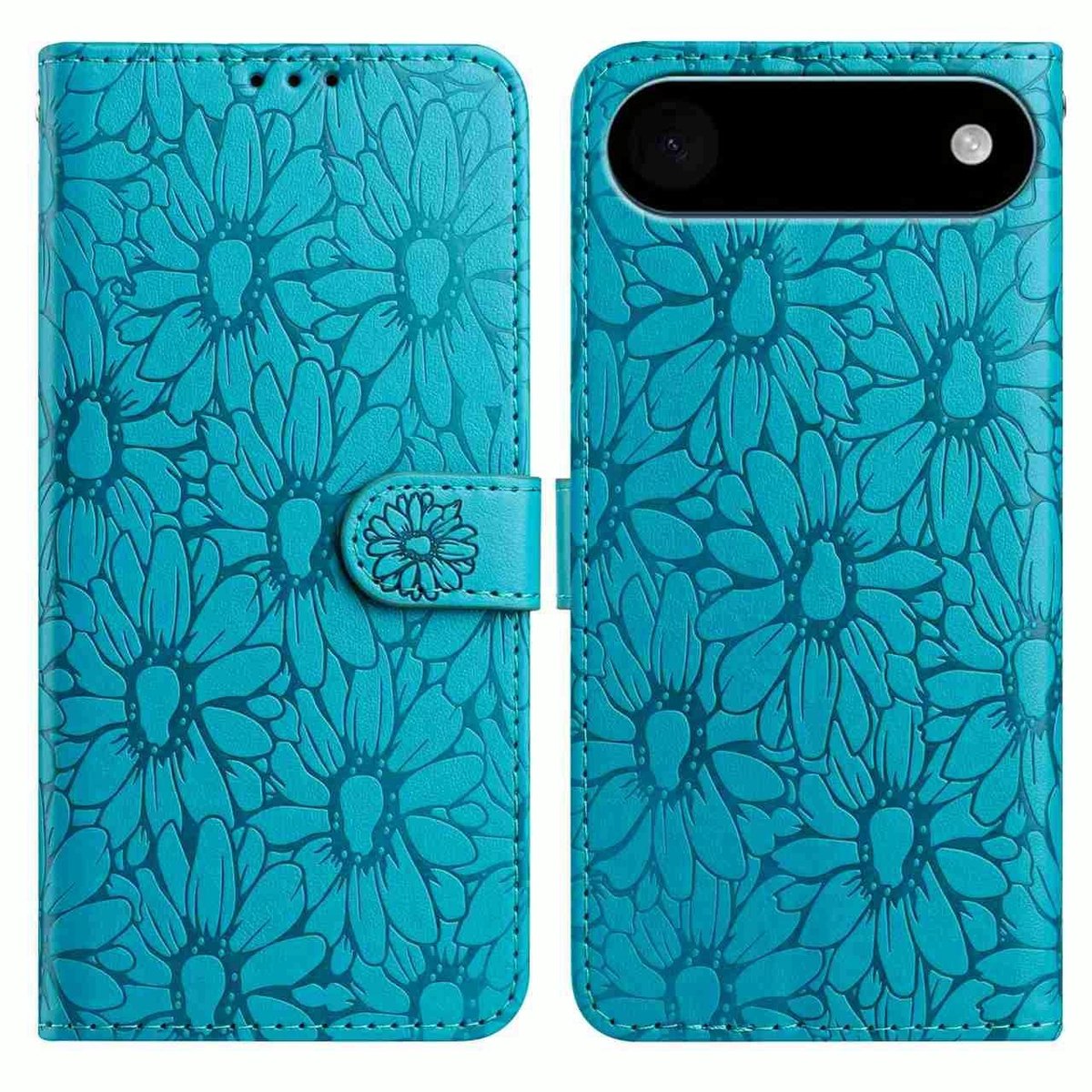 Mobigear Telefoonhoesje geschikt voor Apple iPhone Air Hoesje | Mobigear Flowers Bookcase Portemonnee | Pasjeshouder voor 3 Pasjes | Telefoonhoesje voor Pinpas / OV Kaart / Rijbewijs - Blauw
