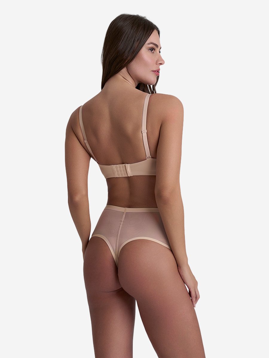 Bye Bra Forming Tulle Mid Waist Thong L Beige